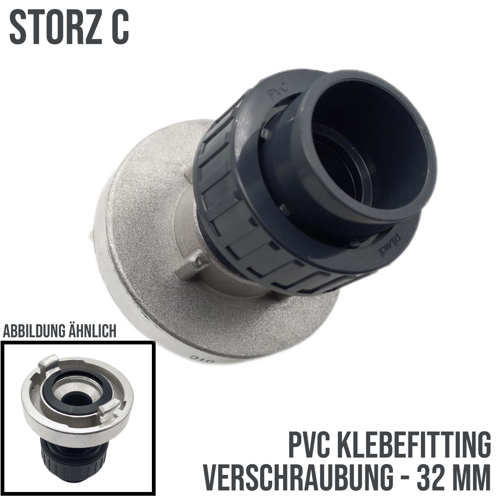 STORZ C DN 52 KA 66 Übergangsstück Adapter -> 32 mm PVC-U Klebe Fitting Verschraubung