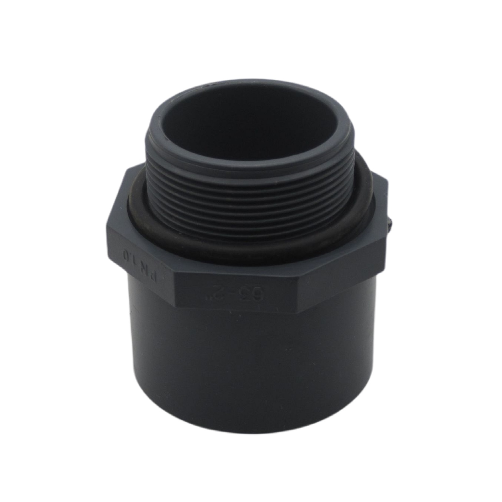 63 mm PVC Klebe Fitting Übergangsnippel Sechs-/Achtkant 63/75 mm x 2" mit O-Ring Muffe Verbinder - PN 10 bar