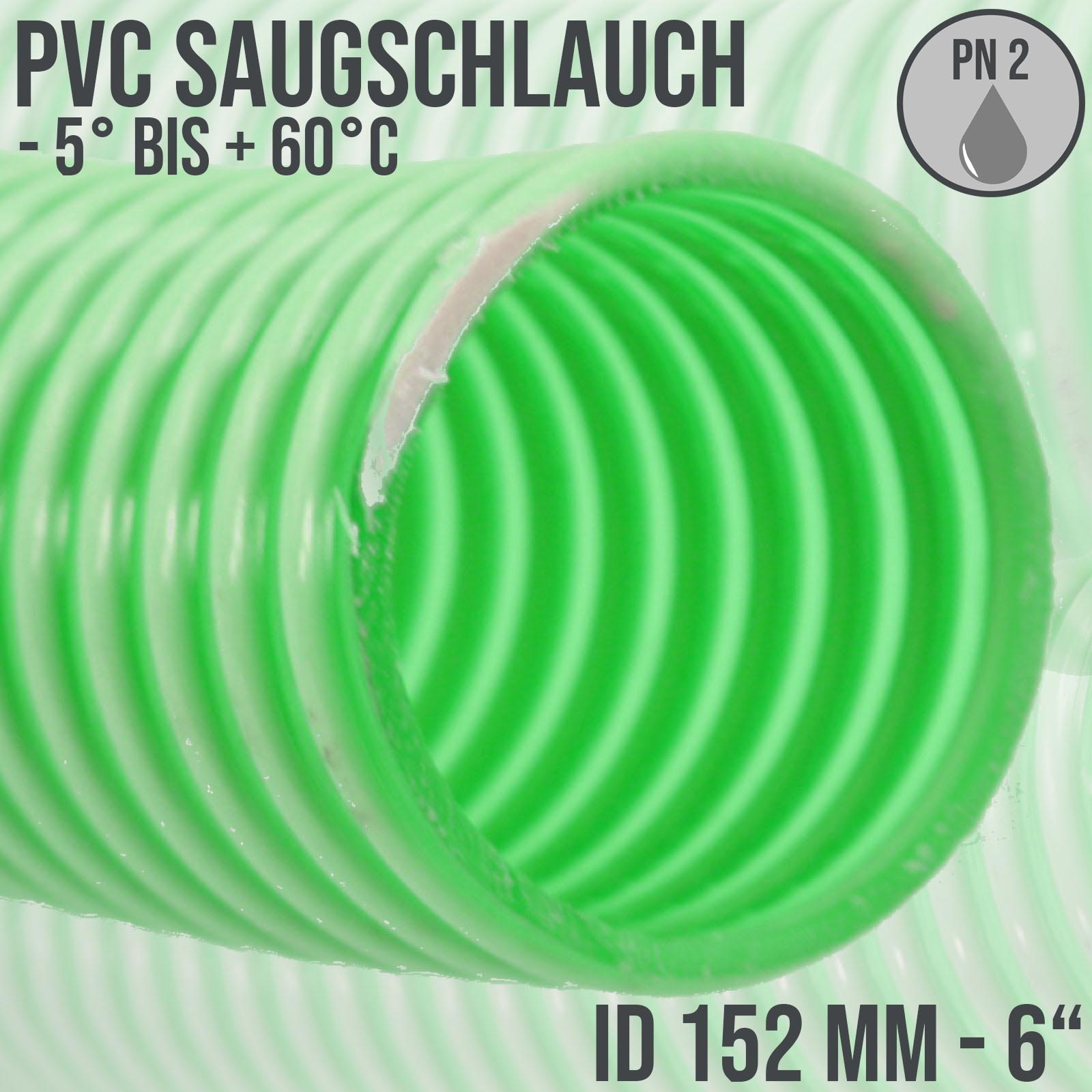 150 mm 6" Zoll Saug Ansaug Spiral Förder Pumpen Schlauch grün-weiß transparent PN 2 bar