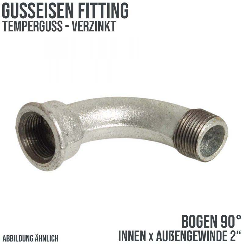 2" Gusseisen Temperguss Fitting Nr. 1 Bogen 90° Innen x Außengewinde IG x AGDVGW PN 25 bar