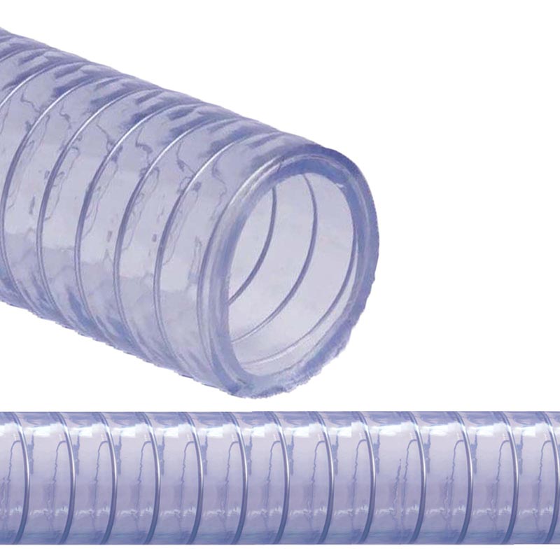 45 mm 1 3/4" Zoll Saug Ansaug Druck Abwasser Pumpen Schlauch Stahlspirale transparent PN 3 bar
