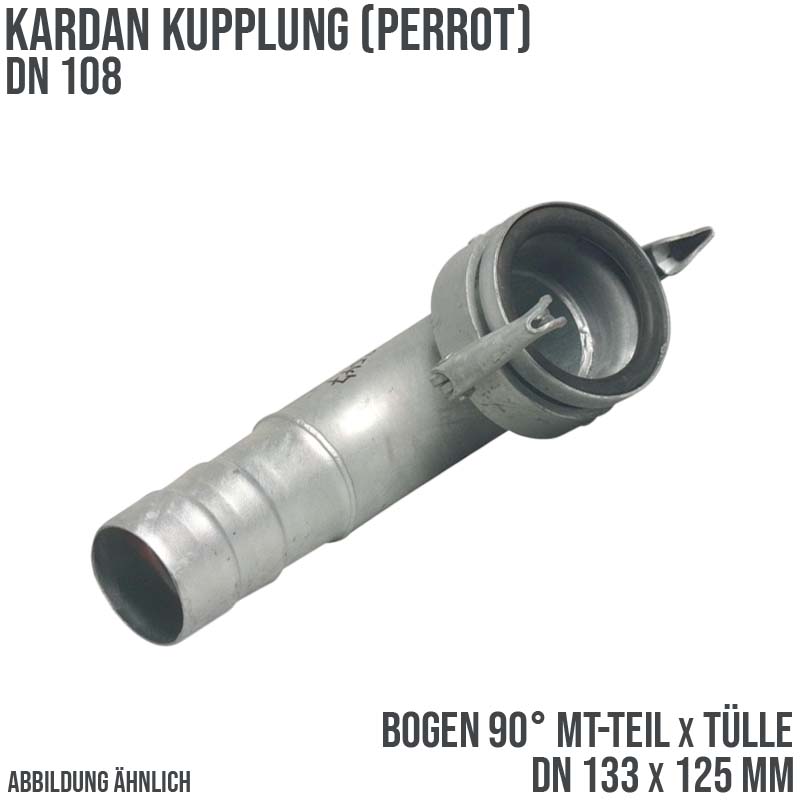 DN 133 Kardan Perrot Kupplung Bogen 90° M-Teil mit Tülle Stutzen 125 mm Gülle Schlamm Schlauch