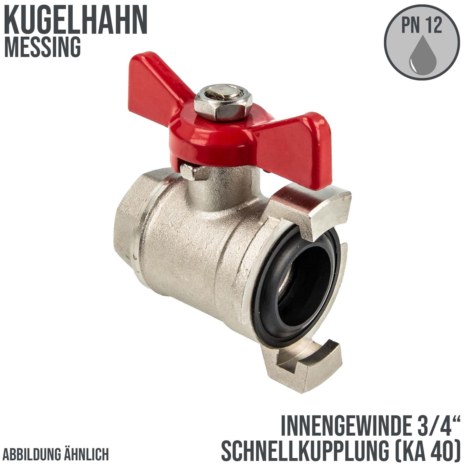 3/4" DN19 Kugelhahn Messing Innengewinde x Schnellkupplung - PN 12 bar