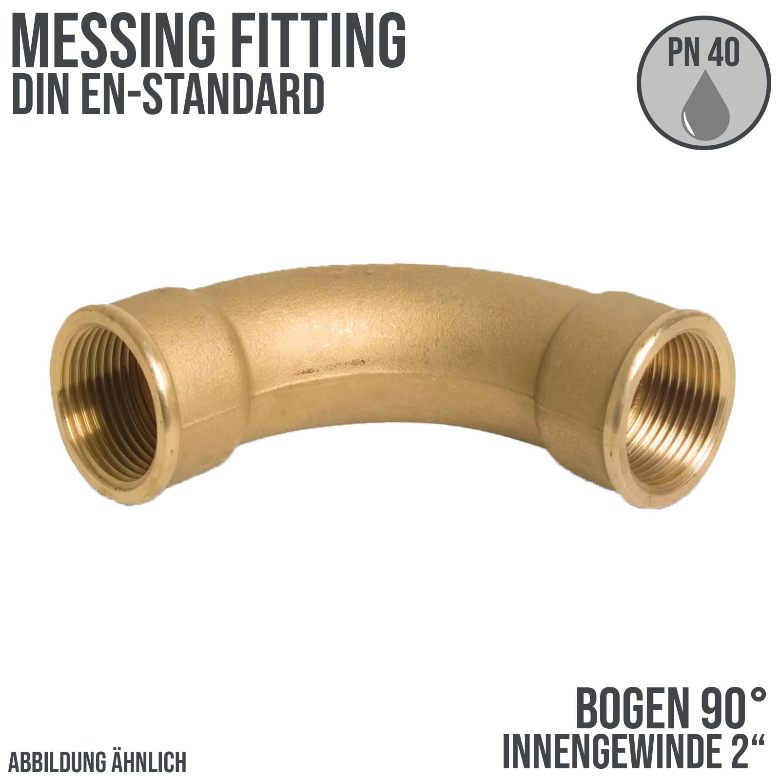 2" Bogen 90° Innen x Innengewinde IG Messing Fittings PN 40 bar