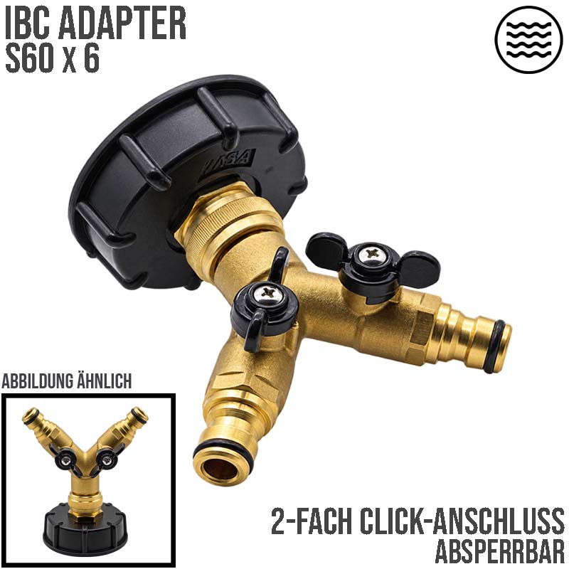 S60 x 6 IBC Adapter Y-Verteiler Click-Anschluss Quick Connect