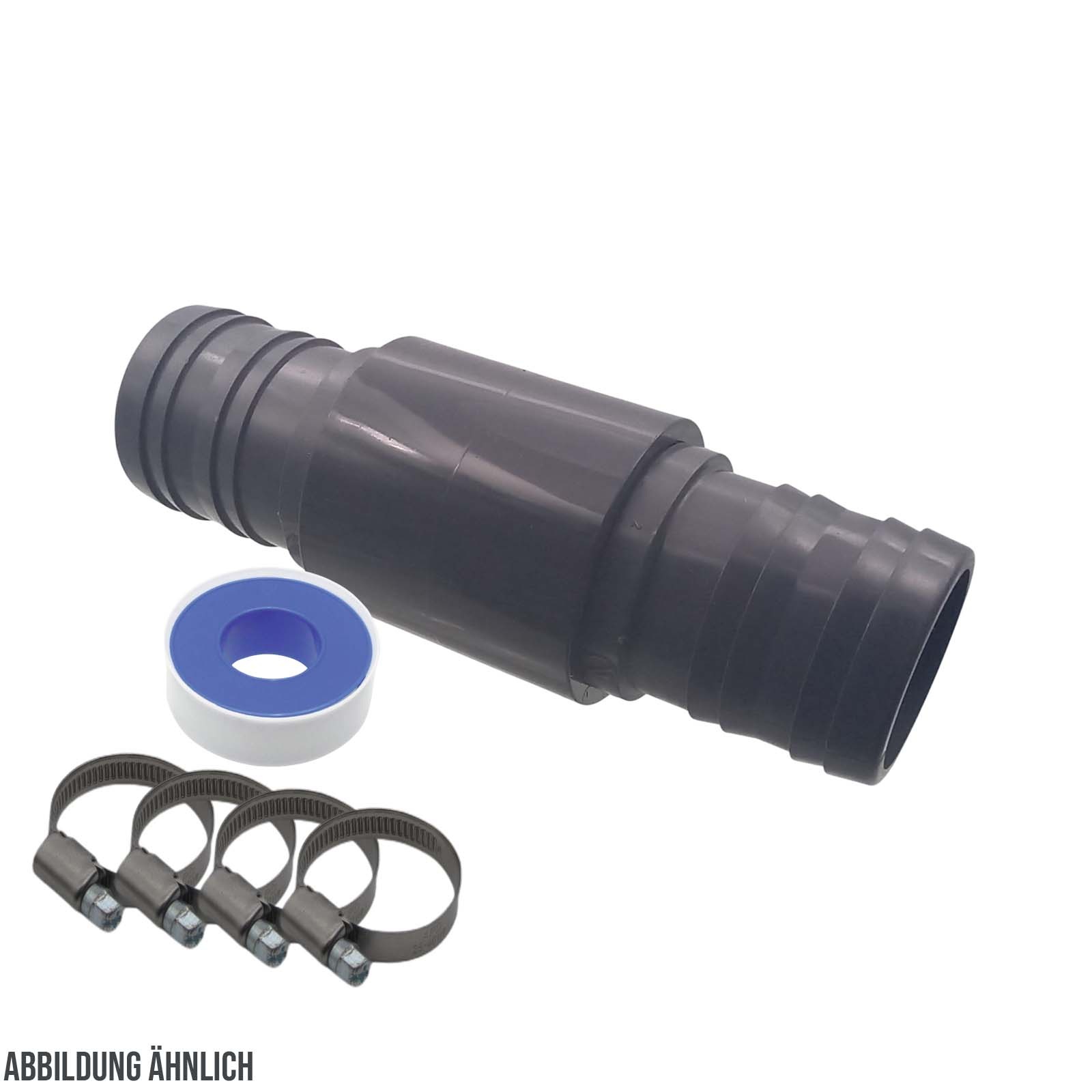 63 mm PVC PROFI Gerade Schlauch Verbinder Stutzen Tülle Pool Teich Garten - PN 10 bar - Montage-Set