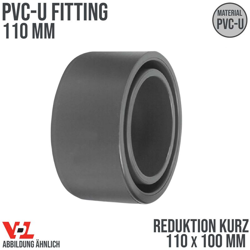 110 x 100 mm VDL PVC Klebe Fitting Reduktion kurz Muffe Verbinder - PN 16 bar