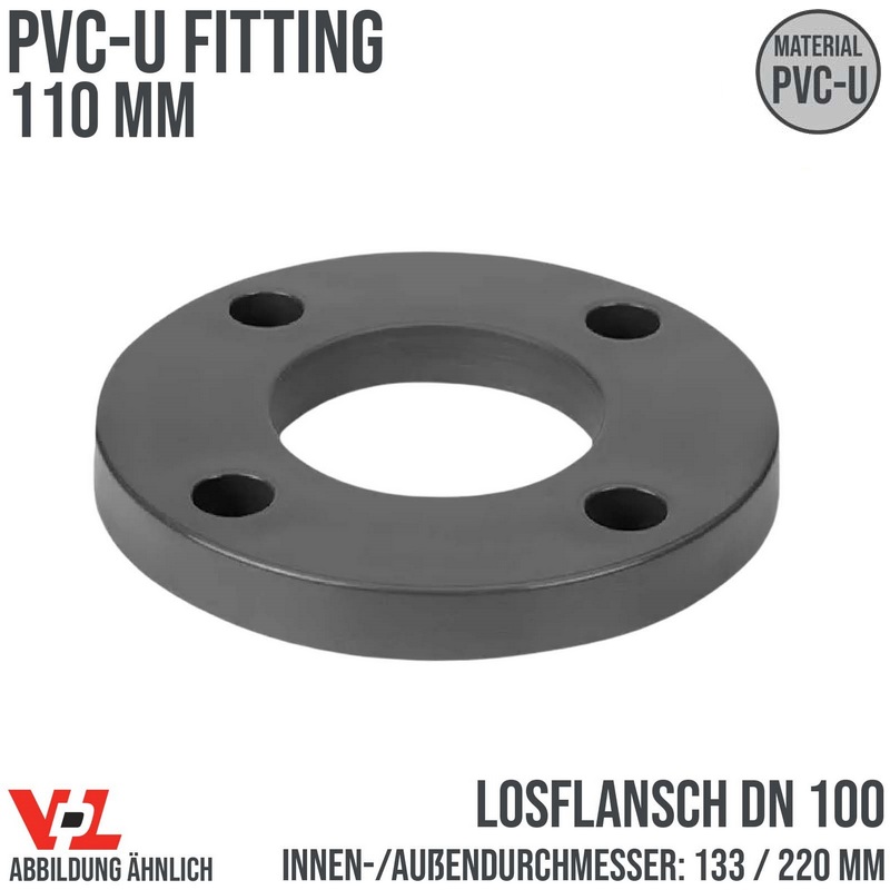 110 mm VDL PVC Klebe Fitting Los Flansch DN 100 - ID 133 mm / AD 220 mm - PN 10 bar
