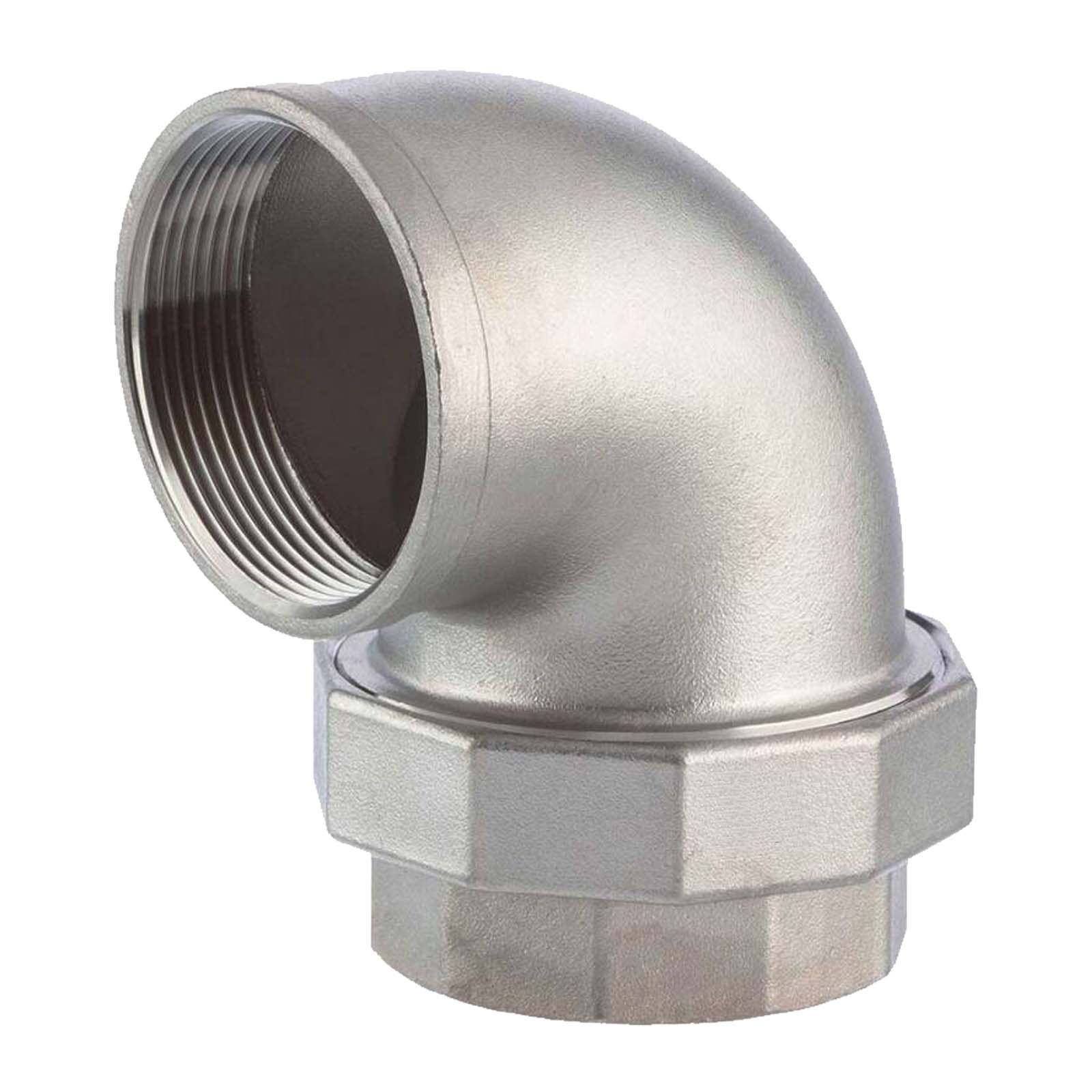 2" Edelstahl Fitting V4A AISI 316 Winkelverschraubung 90° Innen x Innengewinde IG flach dichtend - PN 16 bar