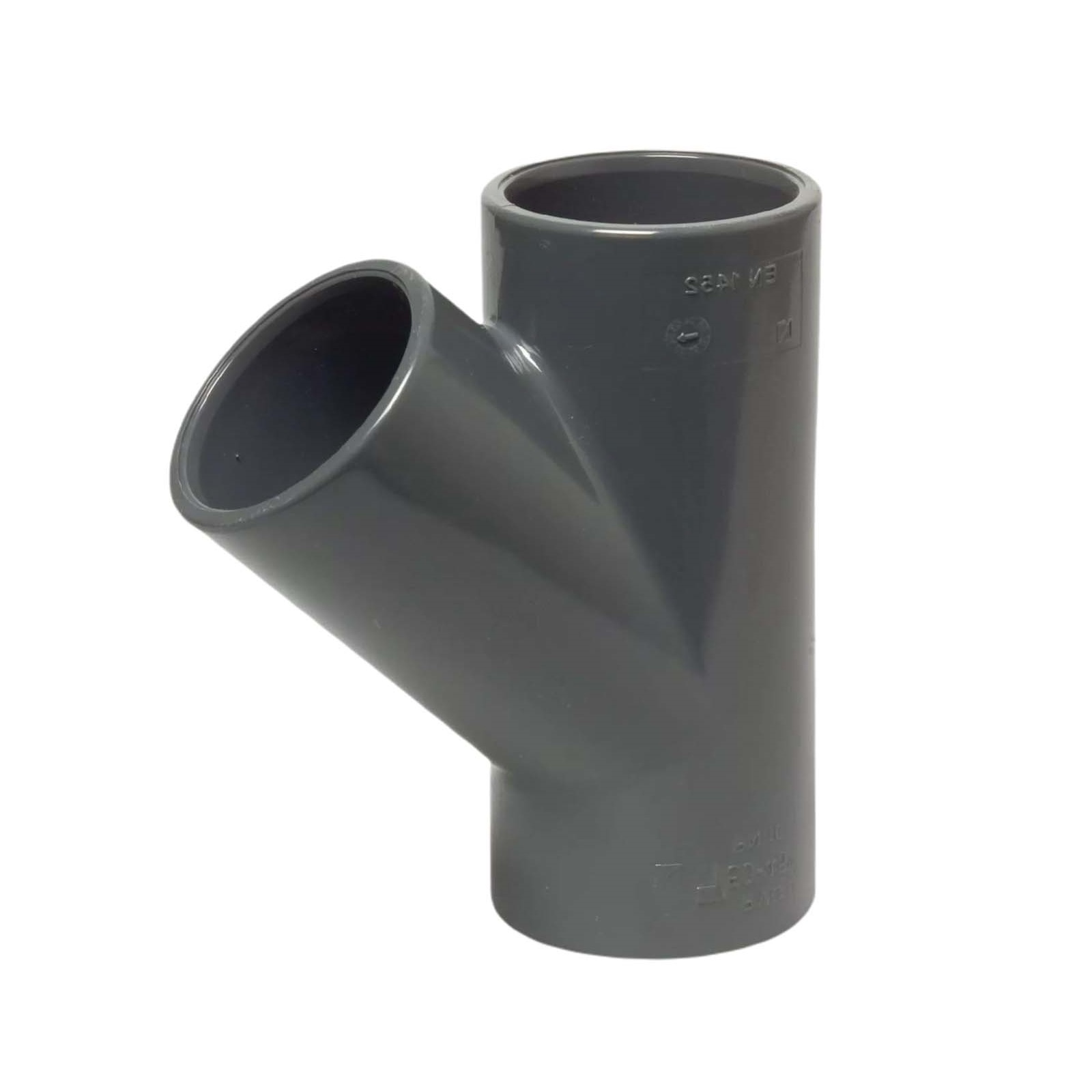 20 mm PVC Klebe Fitting T-Stück 45° Winkel Muffe Verbinder - PN 16 bar