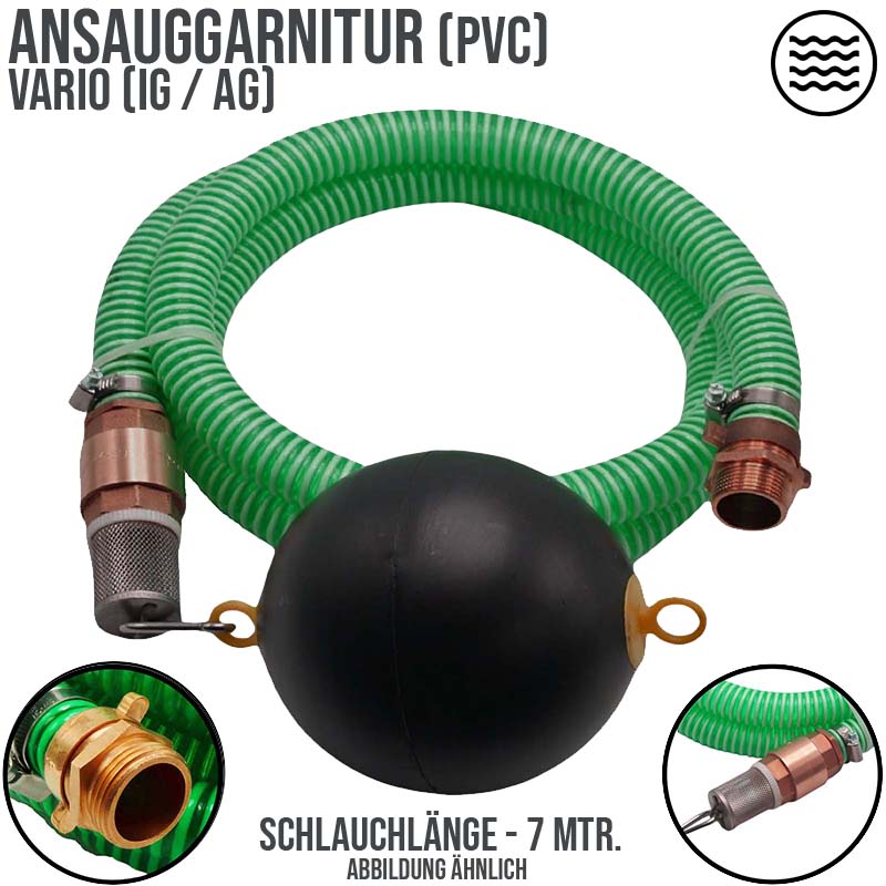25 mm 1" Zoll Ansaug Saug Schlauch Pumpen Garnitur schwimmende Entnahme grün - 7 m