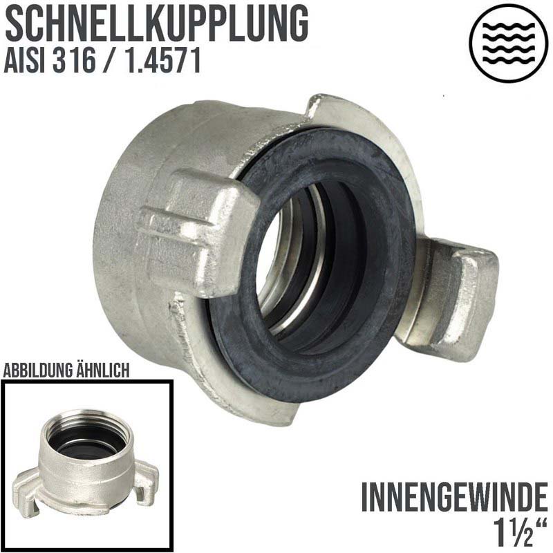 1 1/2" Edelstahl AISI 316 Schlauch Schnell Kupplung Innengewinde IG  (GEKA kompatibel) - PN 12 bar