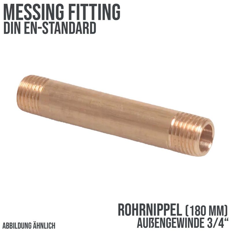3/4" Rohrnippel Nr. 23 - 180 mm Außen x Außengewinde AG Messing Fittings PN 40 bar