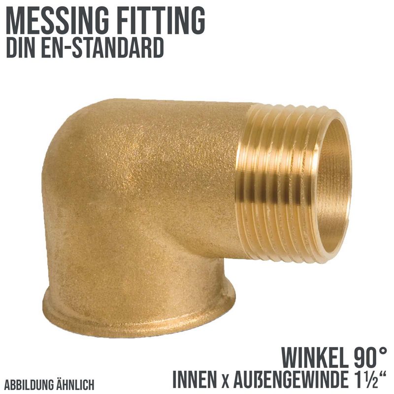 1 1/2" Winkel 90° Nr. 92 Innen x Außengewinde IG x AG Messing Fittings PN 30 bar