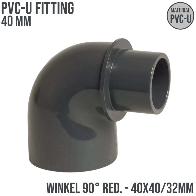 40 mm PVC Klebe Fitting Winkel 90° reduziert 40 x 40/32 mm Muffe Verbinder - PN 10 bar