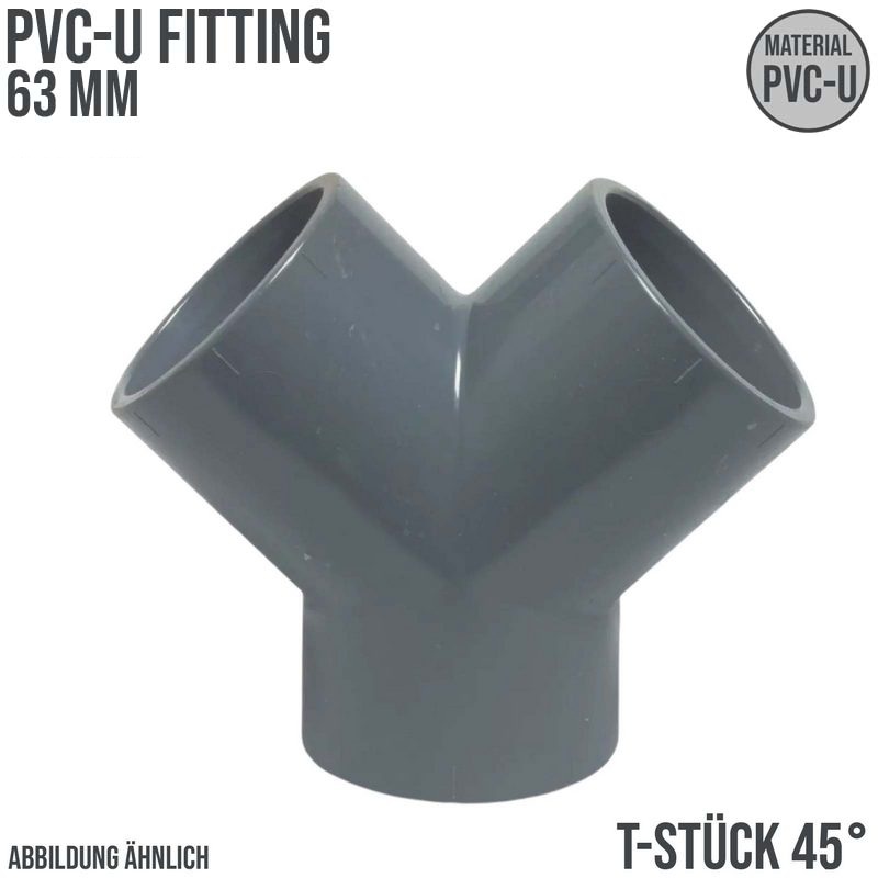 63 mm PVC Klebe Fitting Y-Stück 45° Winkel Muffe Verbinder - PN 10 bar