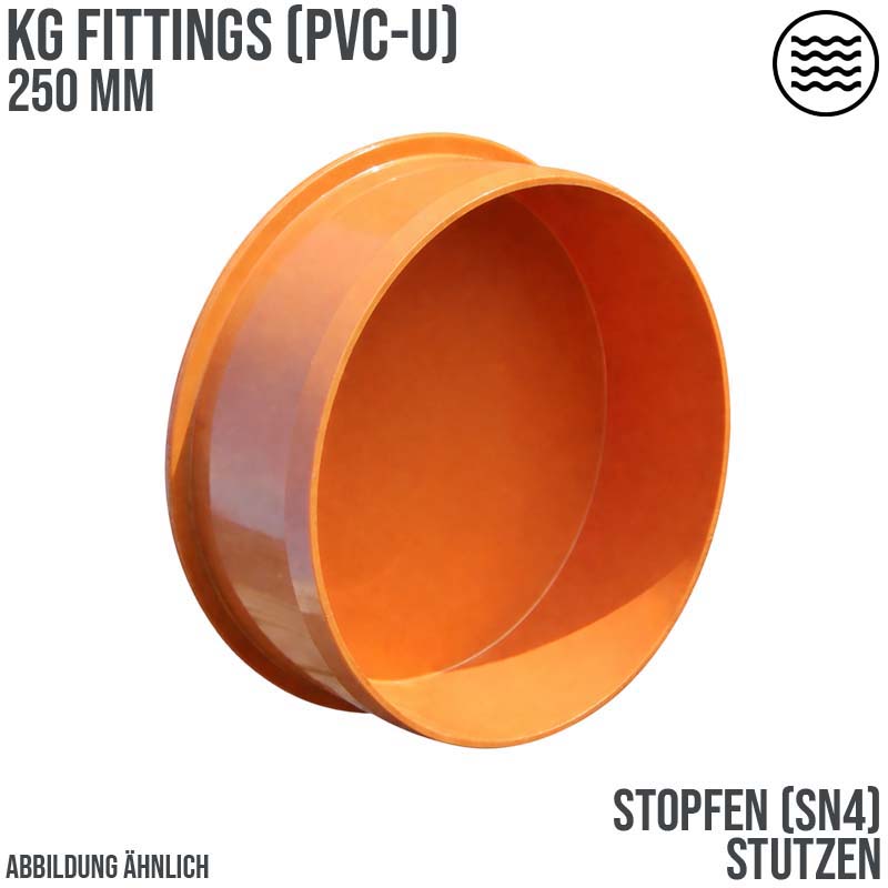 250 mm PVC Stopfen Abfluß Abwasser HT KG Rohr SN4 Stutzen rostbraun