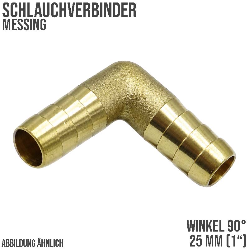 25 mm - 1" Zoll 90° Grad Winkel Schlauch Verbinder Verteiler Tülle Kupplung Reparatur Messing PN 10 bar