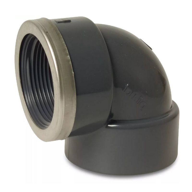 40 mm PVC Klebe Fitting Winkel 90° Innengewinde IG verstärkt 40 mm x 1 1/4" Muffe Verbinder - PN 16 bar