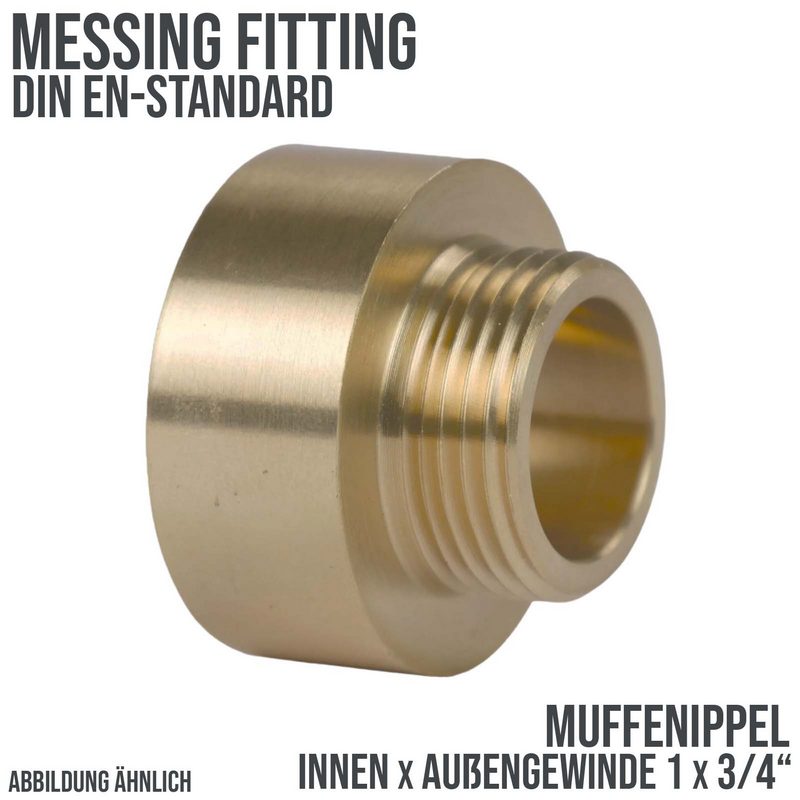 1" x 3/4" Muffen Nippel Nr. 246 Innen x Außengewinde IG x AG Messing Fittings PN 30 bar