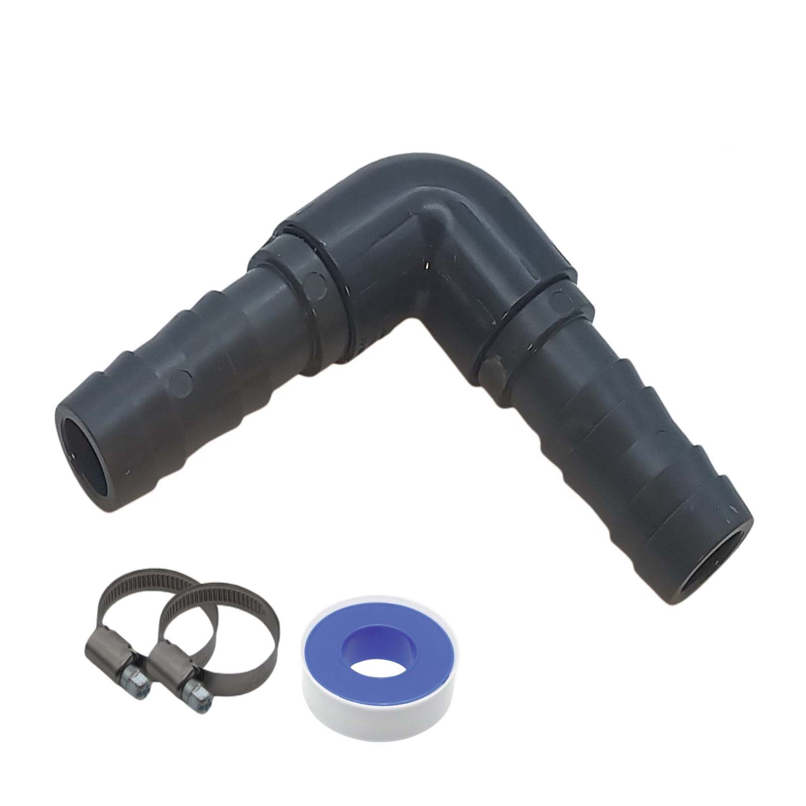 20 mm PVC PROFI Winkel 90° Schlauch Verbinder Stutzen Tülle Pool Teich Garten - PN 10 bar - Montage-Set