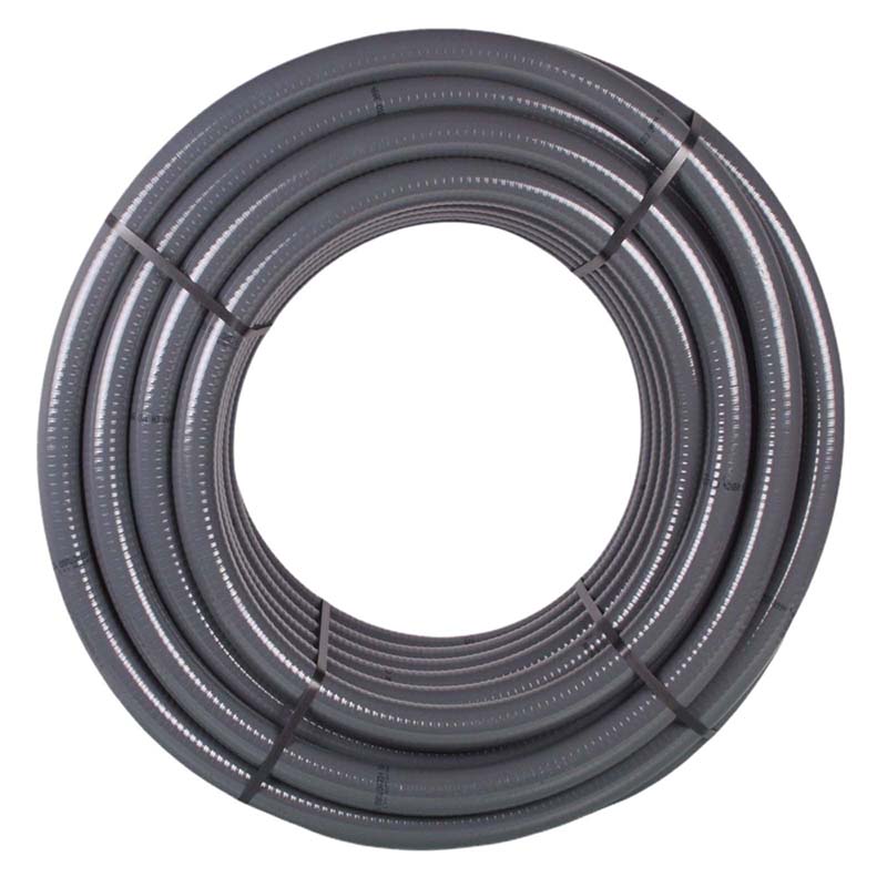 63 x 55 mm PVC Klebe Flex Spiral Schwimmbad Pool Teich Schlauch grau PN 5 bar - 10 m