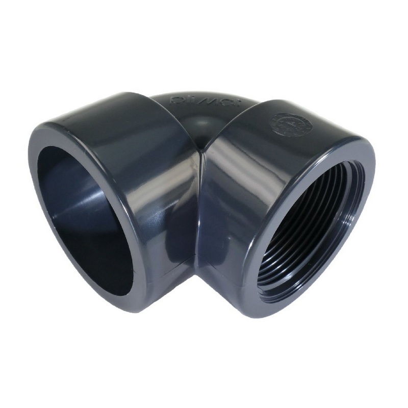 75 mm PVC Klebe Fitting Winkel 90° Innengewinde IG 75 mm x 2 1/2" Muffe Verbinder - PN 10 bar