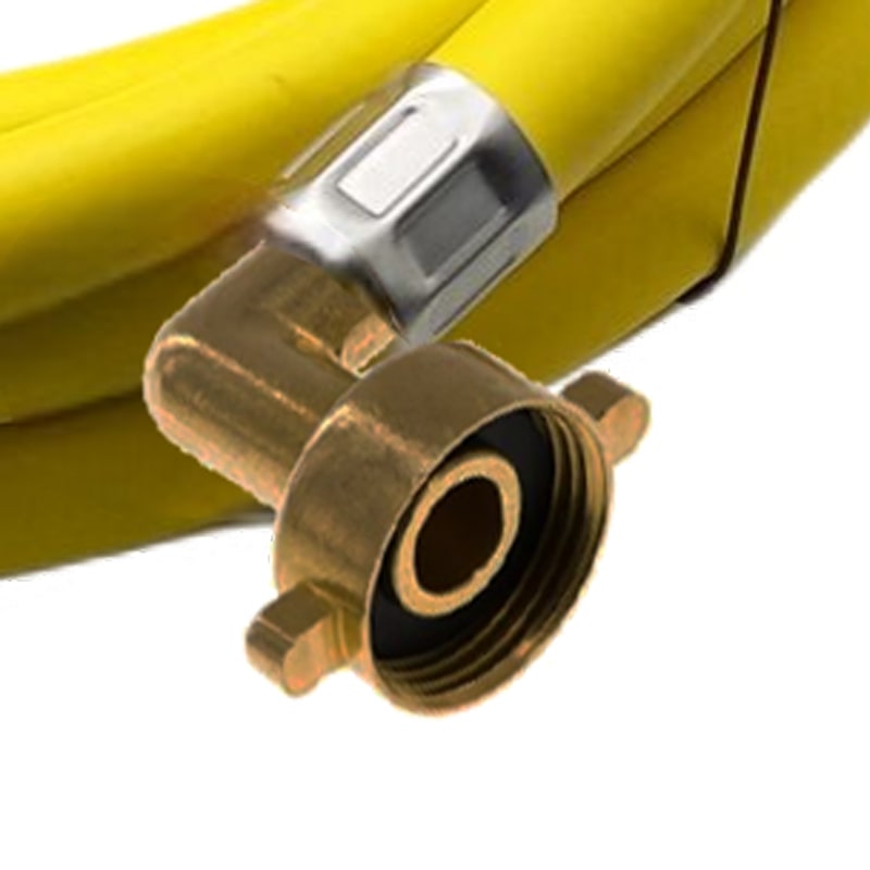 5,0 m Heizungs Füll Wasser Heizkörper Radiator Sanitär Schlauch gelb - 3/4" Gerade/Winkel Anschluss - PN 8 bar