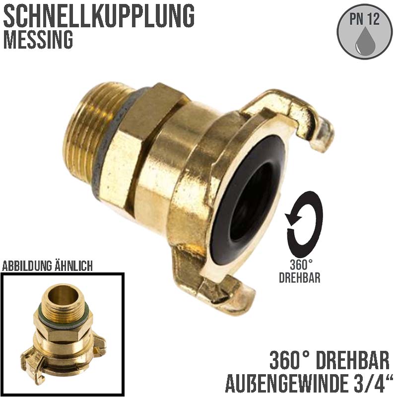 3/4" Schnellkupplung Gewindestück Innengewinde AG drehbar Messing (GEKA kompatibel) - PN 12 bar