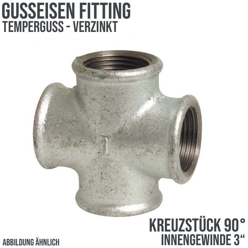 3" Gusseisen Temperguss Fitting Nr. 180 Kreuzstück Innengewinde IG DVGW PN 25 bar