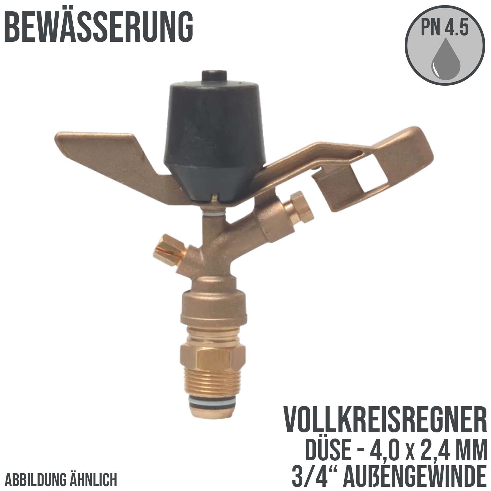 Voll Kreis Regner Außengewinde AG 3/4" Düse 4,0 x 2,4mm Messing - PN 4.5 bar