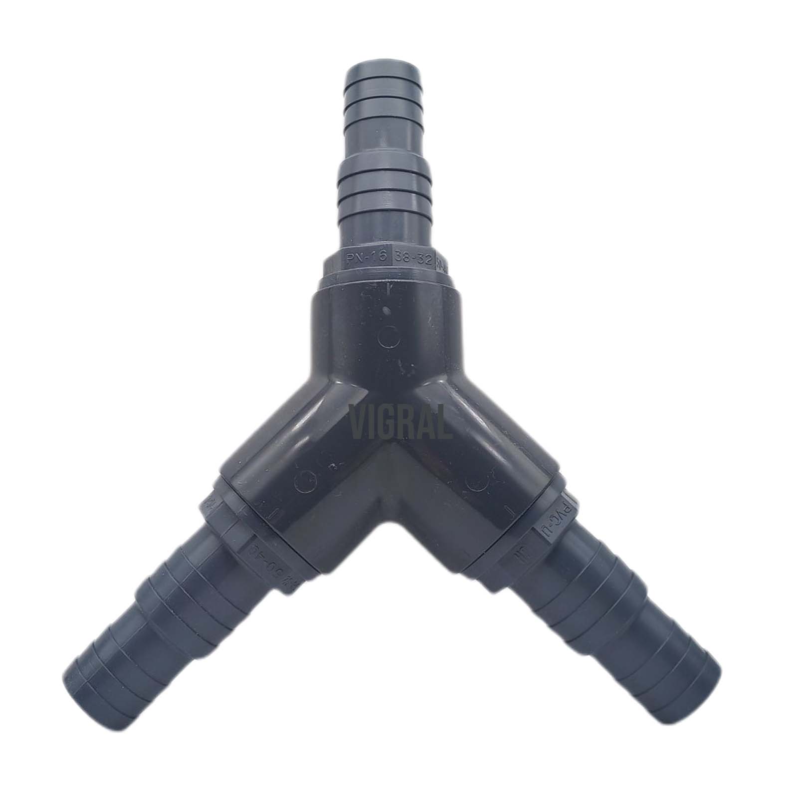 32 / 38 mm PVC PROFI Y-Stück 45° Schlauch Verbinder Stutzen Tülle Pool Teich Garten - PN 10 bar