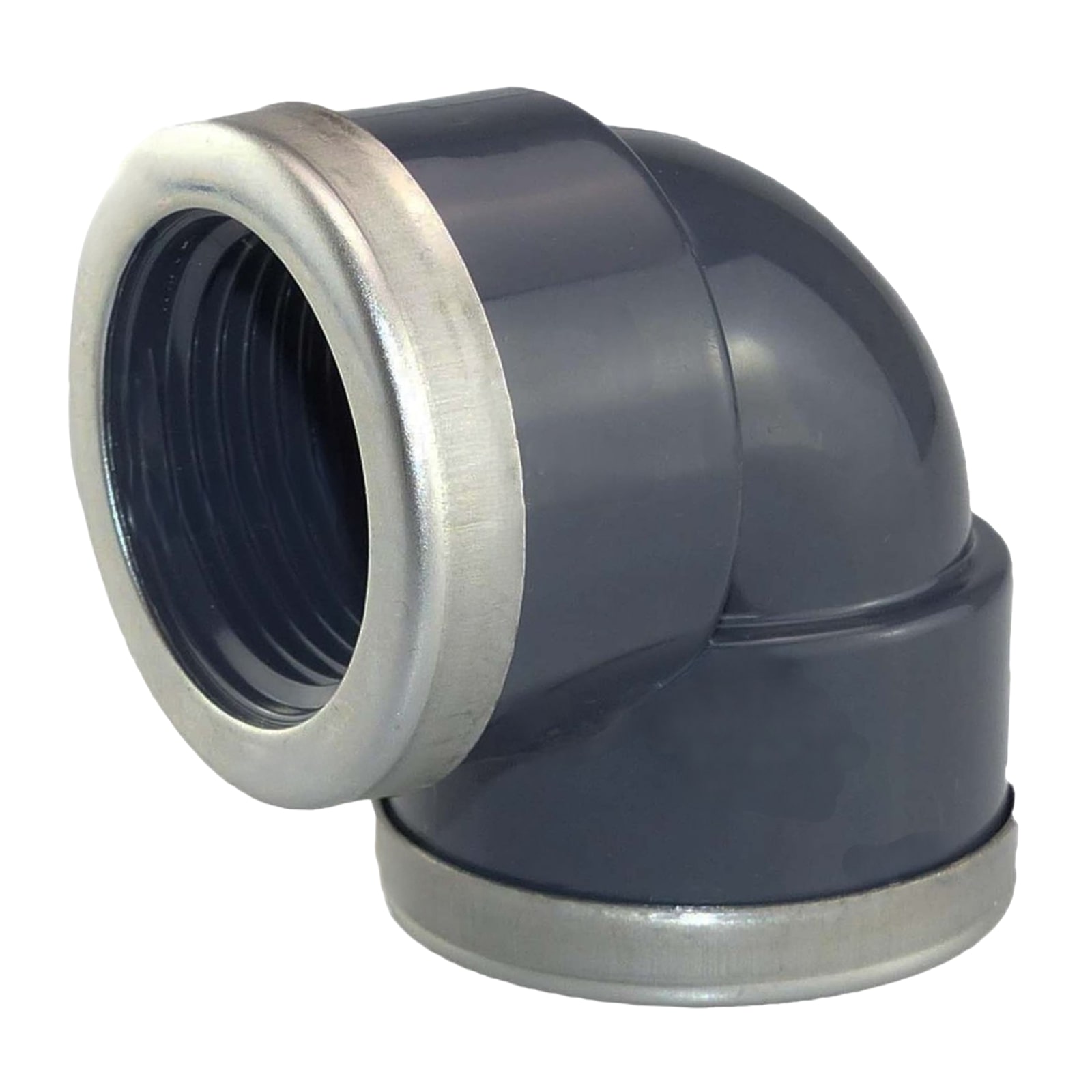 1/2" PVC Fitting Winkel 90° 2-fach Innen Gewinde verstärkt Verbinder - PN 10 bar