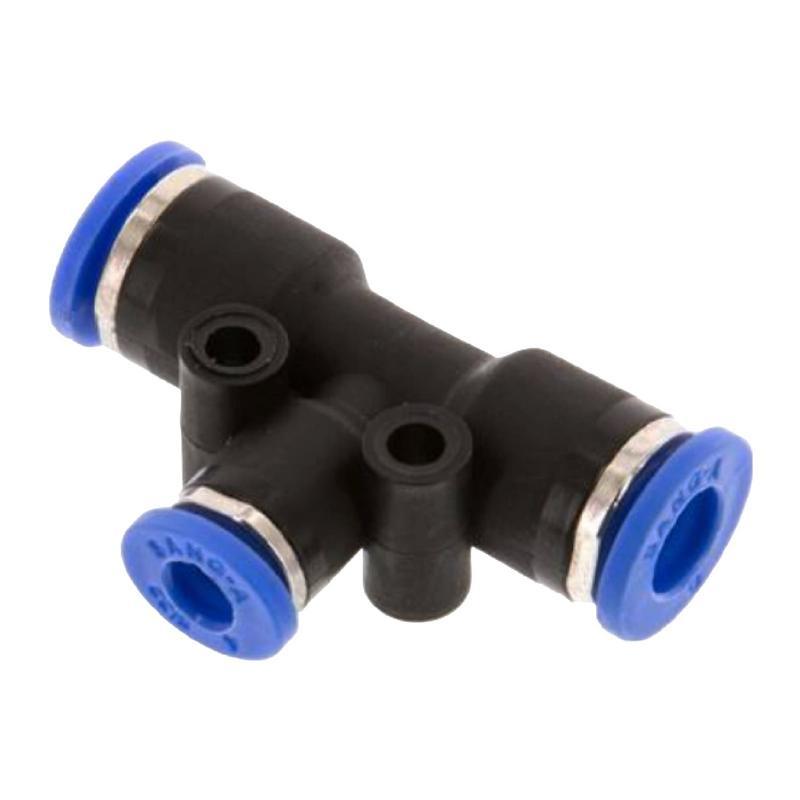 14 -> 8 mm Pneumatik Steck Verbinder IQS T-Stück 90° reduziert blau/schwarz PA PU Schlauch - PN 20 bar
