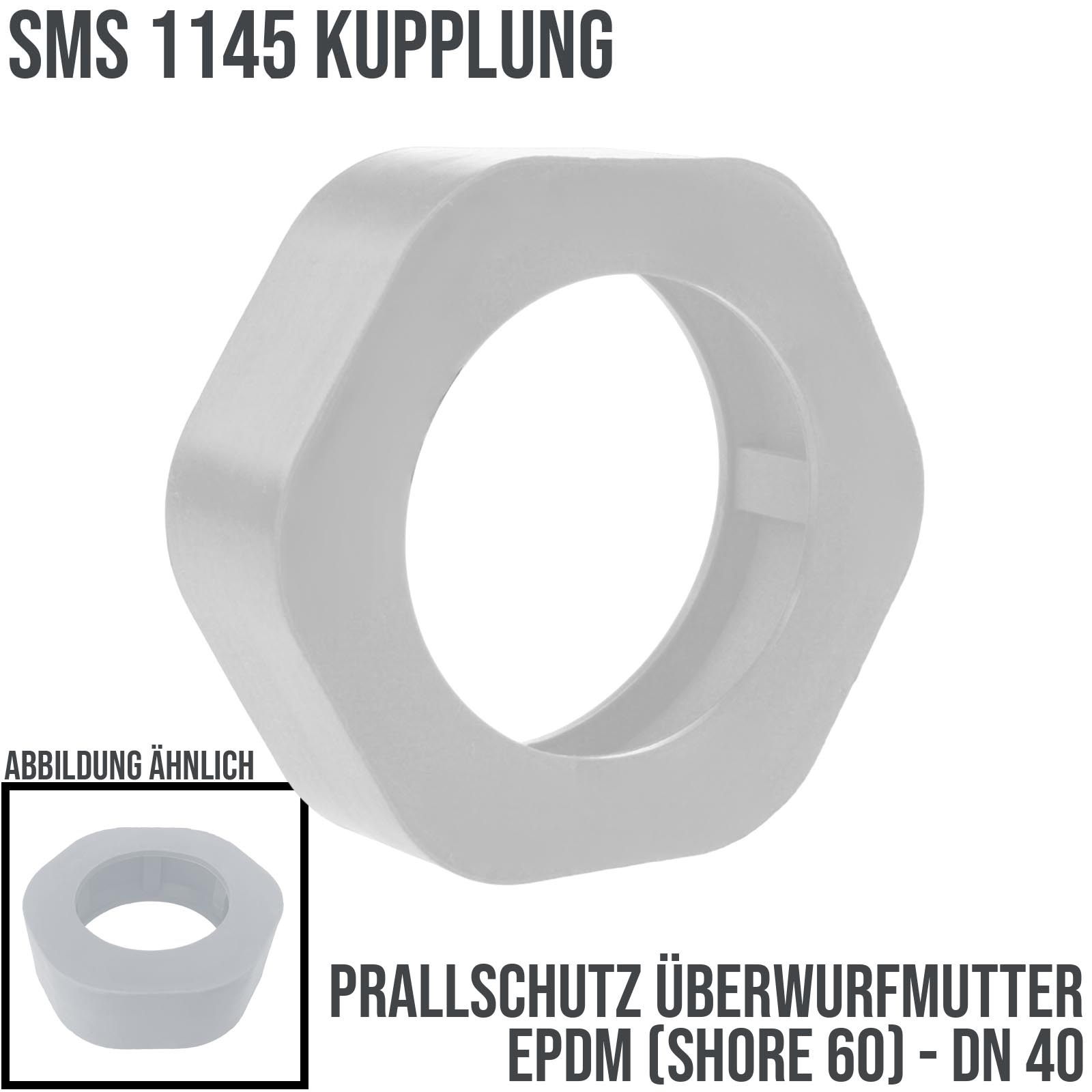 DN 40 SMS Kupplung 1145 Prallschutz Überwurfmutter ÜWM Gummi EPDM - weiss
