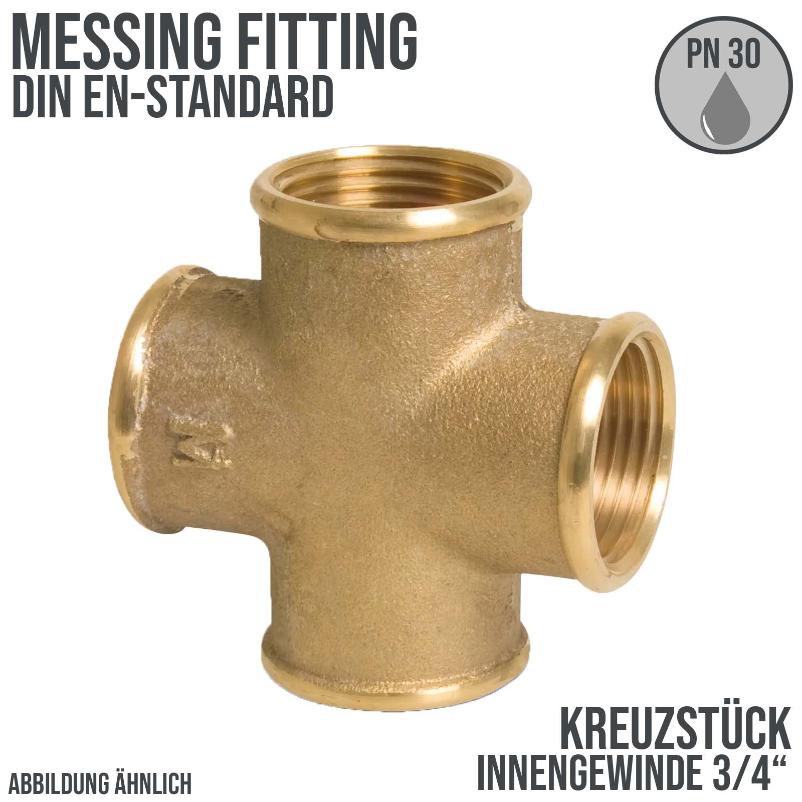 3/4" Kreuzstück Innengewinde IG Messing Fittings PN 30 bar