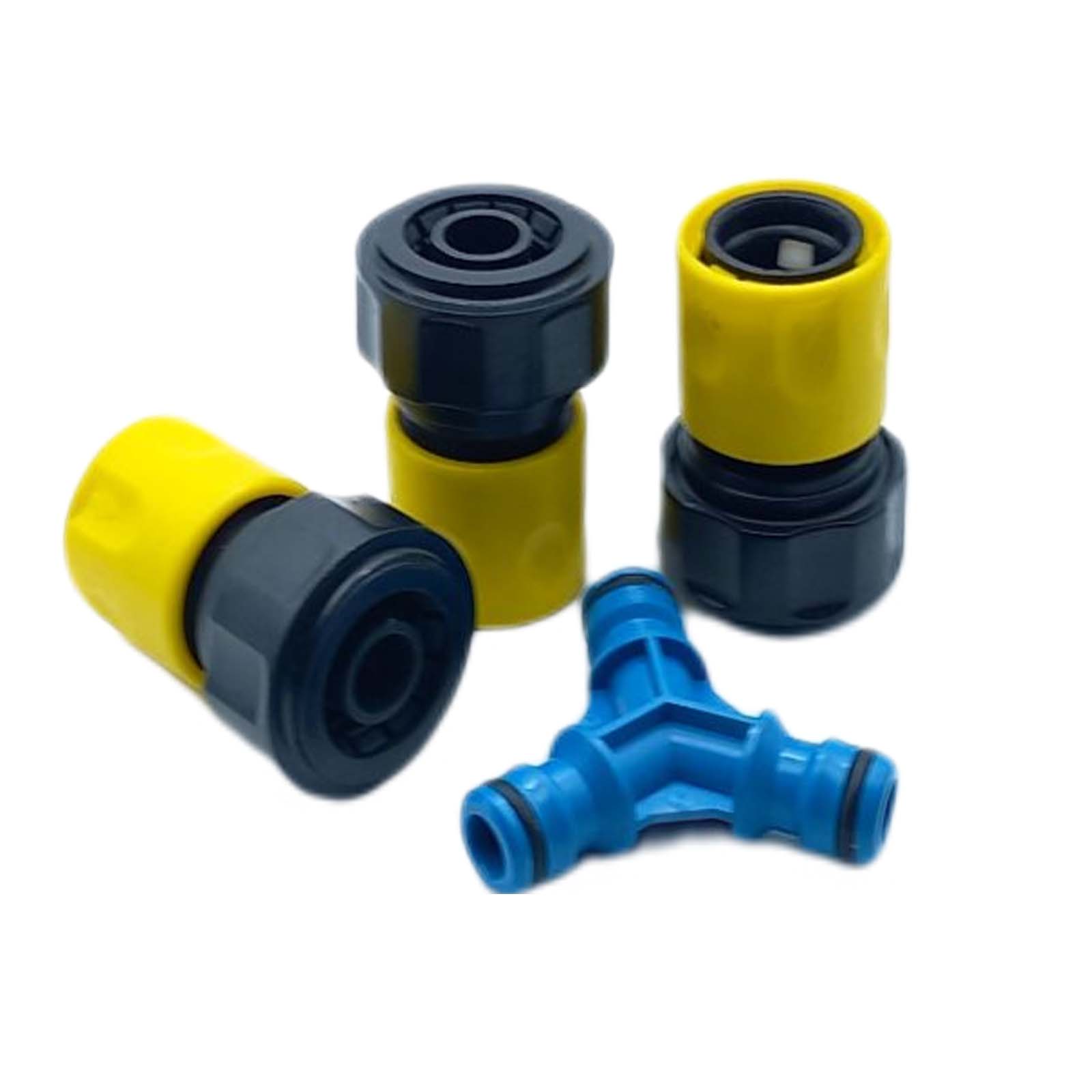 5/8" Zoll 16 mm 3-fach Verteiler Click-System Schlauch Kupplung Stecker Anschluss - SET