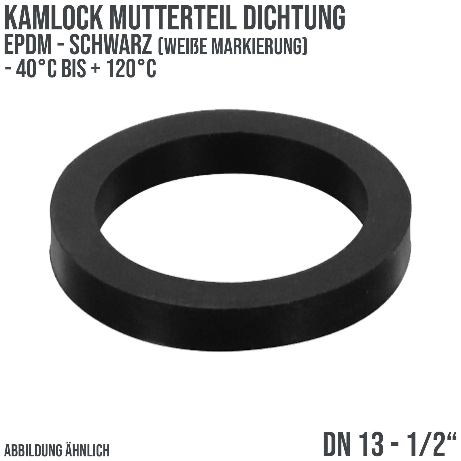 1/2" Zoll Kamlock Dichtung Mutterteil Kupplung schwarz/weiß DN 13