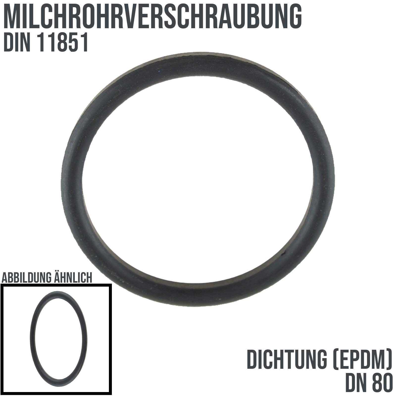 DN 80 Milchrohr DIN 11851 Dichtung EPDM schwarz FDA - 85 x 95 x 5 mm