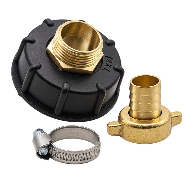 S60 x 6 IBC Adapter auf 1" Doppelnippel + 2/3 Tülle 3/4" (19mm) Container Tank Zubehör