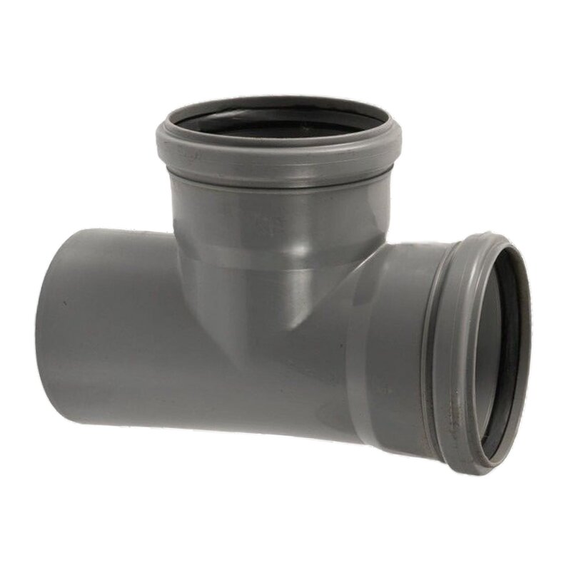 110 mm PP T-Stück 87° Abzweig Abfluß Abwasser HT KG Rohr Steckmuffe x Stutzen grau