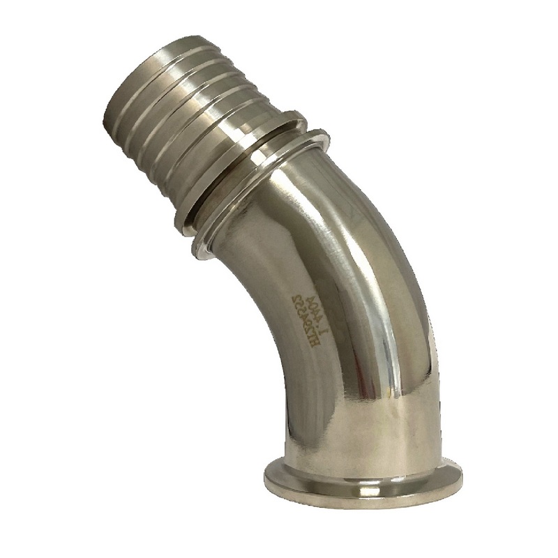 CLAMP Kupplung 45° Bogen 91 mm Schlauch Stutzen Tülle Rillen 63 mm 2 1/2" - PN 16 bar