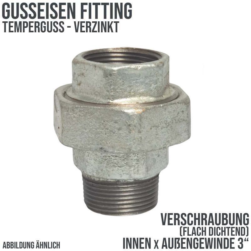3" Gusseisen Temperguss Fitting Nr. 331 Verschraubung Innen x Außengewinde IG x AG DVGW PN 25 bar