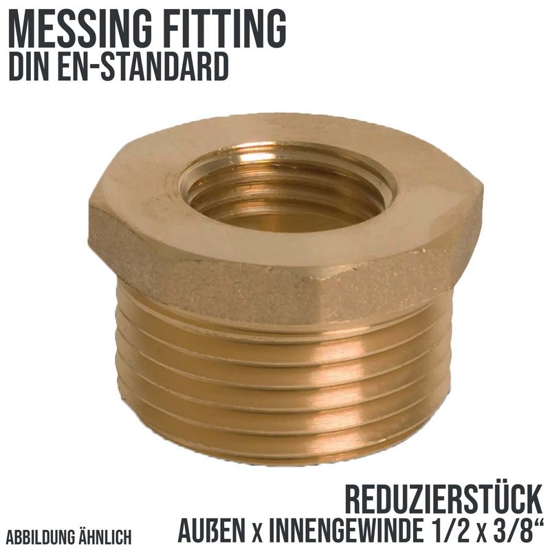 1/2" x 3/8" Reduzier Stück Nr. 241 Außen x Innengewinde AG x IG Messing Fittings PN 30 bar
