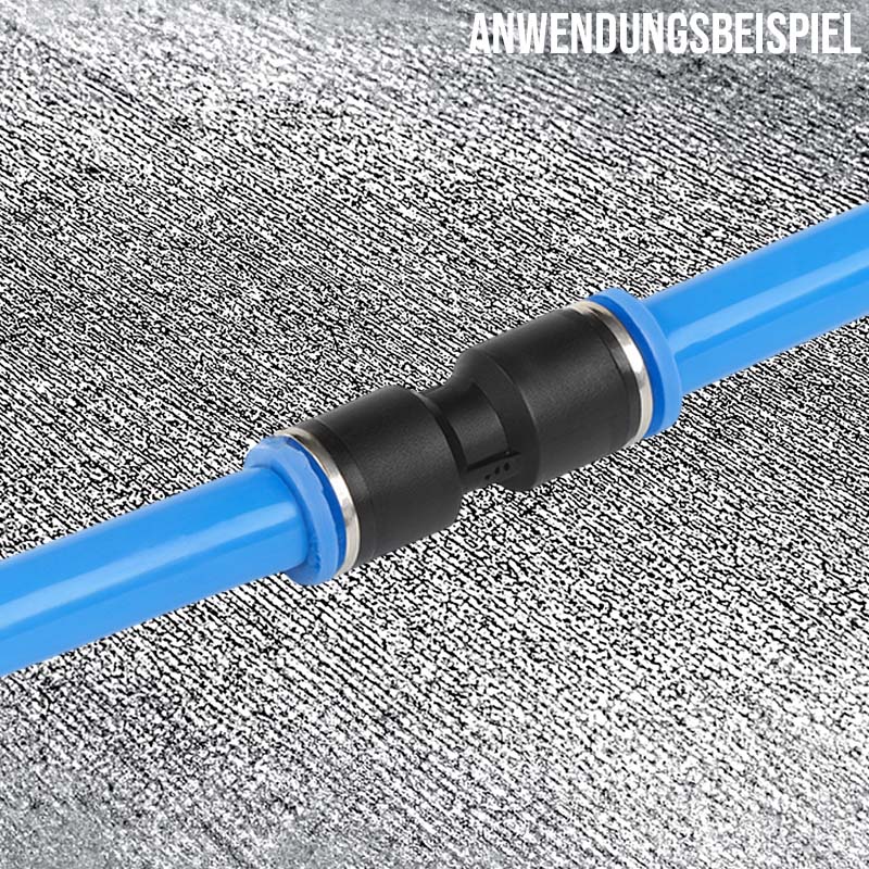 16 -> 12 mm Pneumatik Steck Verbinder IQS gerade reduziert blau/schwarz PA PU Schlauch - PN 20 bar