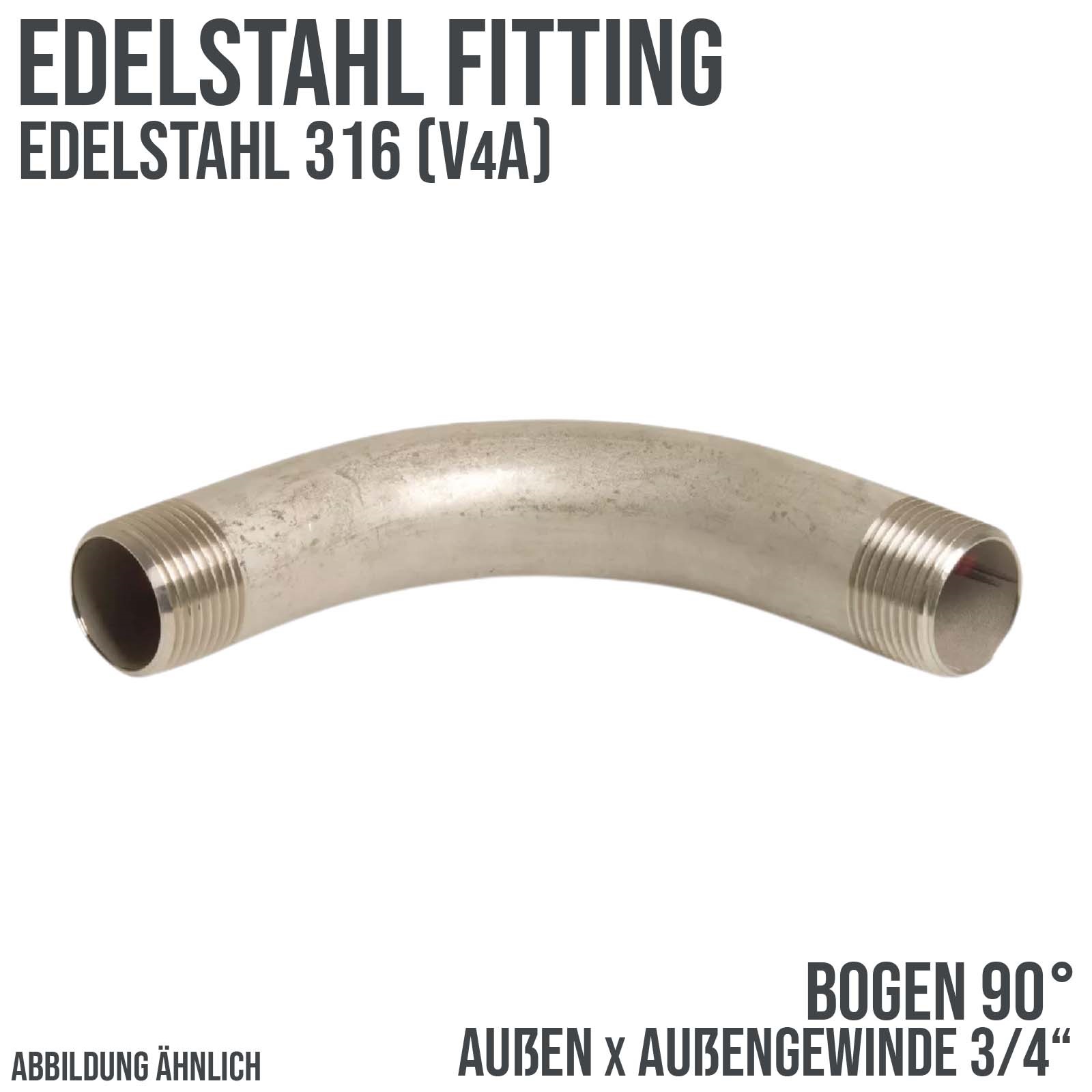 3/4" Edelstahl Fitting V4A AISI 316 Bogen 90° Außengewinde AG - PN 10 bar