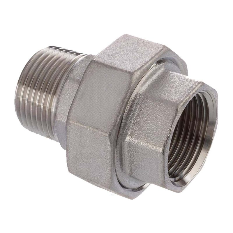1/2" Edelstahl Fitting V4A AISI 316 Verschraubung Innen x Außengewinde IG x AG flach dichtend  - PN 16 bar