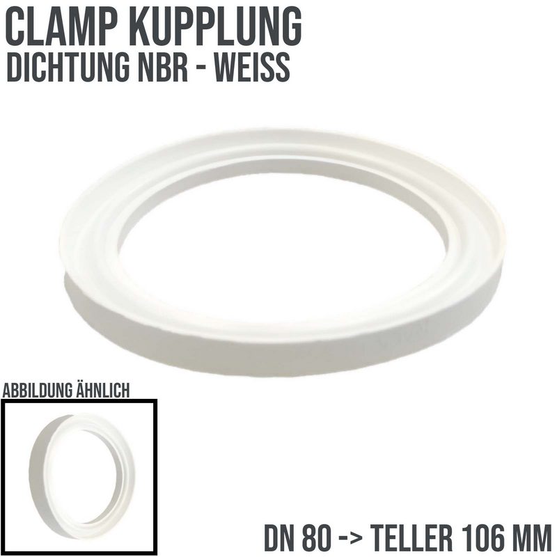 DN 80 CLAMP Kupplung 106 mm Dichtung NBR FDA -  weiß