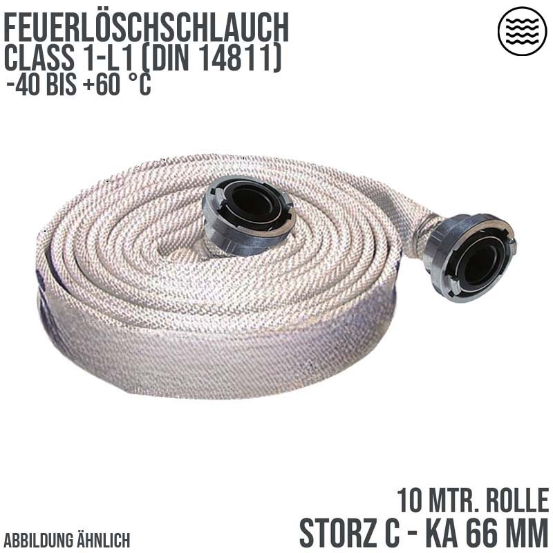 STORZ C KA 66 52 mm 2" Feuerlösch Feuerwehr Pumpen Industrie Schlauch weiß CLASS 1-L1 PN 16 bar - 10 m