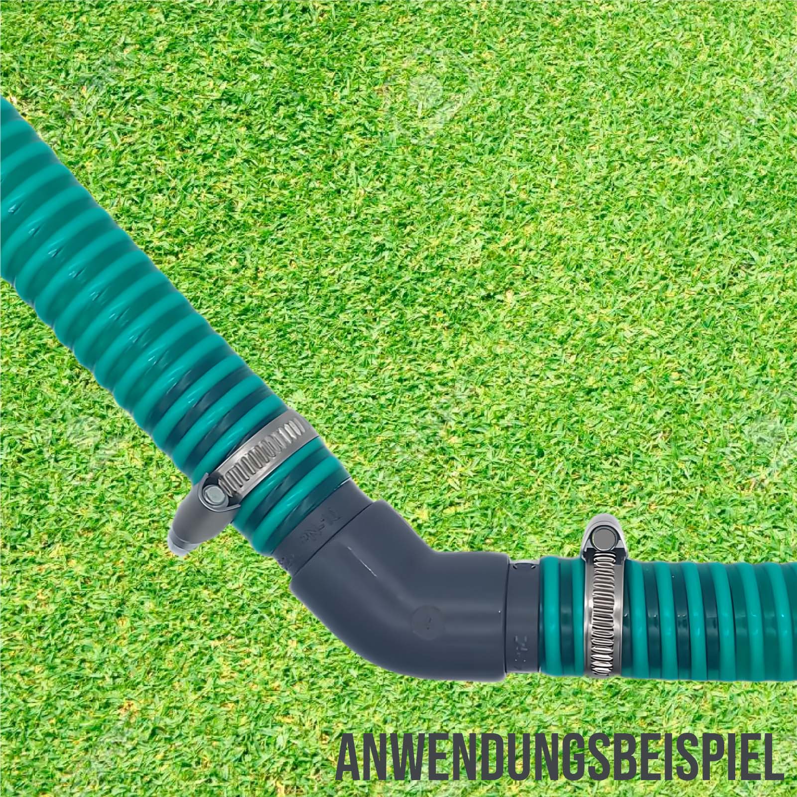 40 mm PVC PROFI Winkel 45° Schlauch Verbinder Stutzen Tülle Pool Teich Garten - PN 10 bar